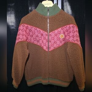 Gucci Kids Brown and Pink Sherpa Jacket - 8yrs (L)